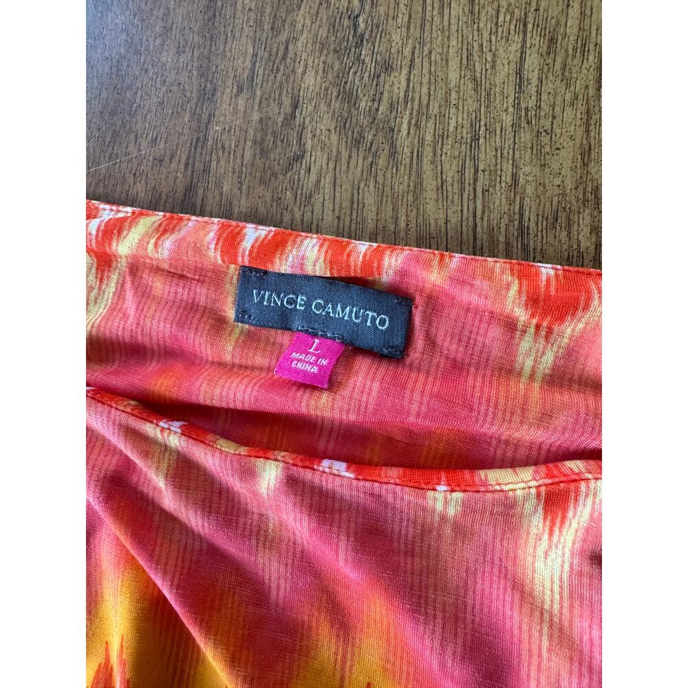 Vince Camuto Women’s L Orange Pink Zigzag Print Sleeveless Top - Picture 4 of 8